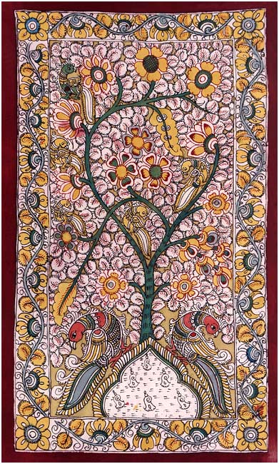 Cotton Kalamkari Painting 'Fantasy Land'