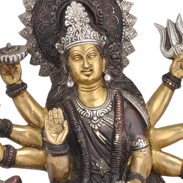 Goddess Durga - Brass Sculpture