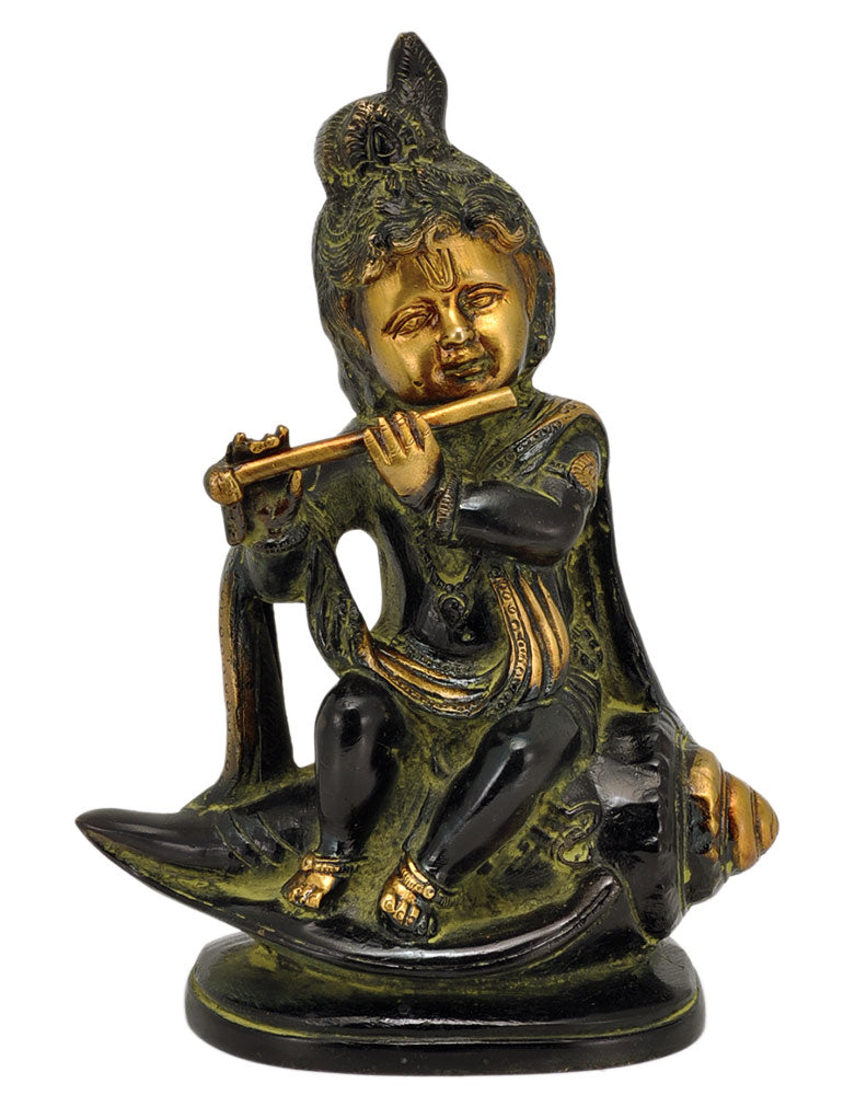 Black Finish Bala Krishna Playing Flute