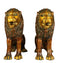 Pair Lion Sculptures in Brass 13.50"