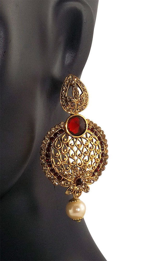 Real Red Dangle Gold Plated Fashion Earrings