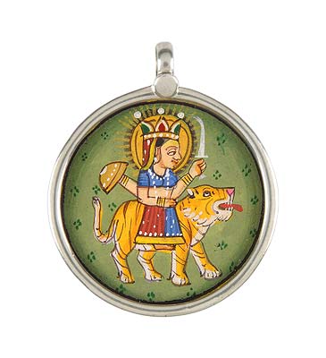 Devi Durga - Hand Painted Pendant