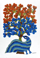 Birds Beneath Tree - Gond Tribal Painting