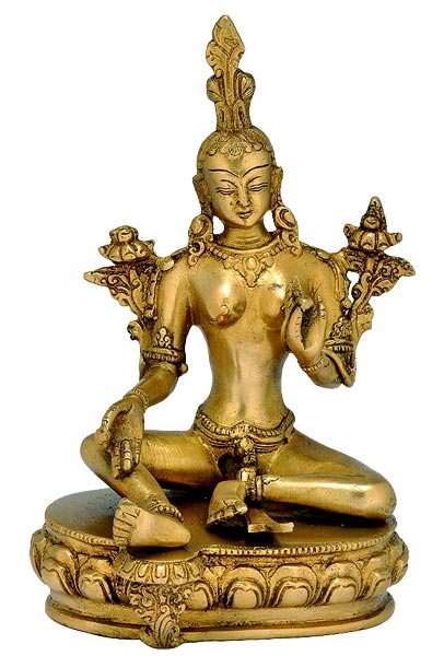 Goddess Green Tara - Brass Sculpture