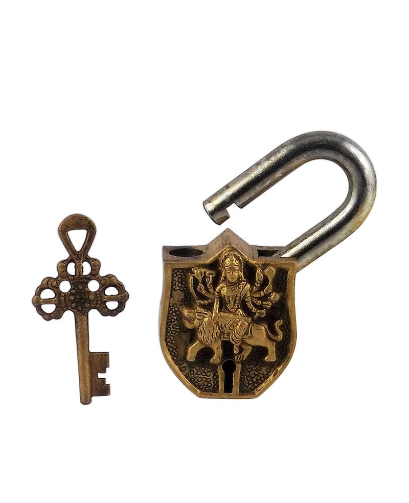 Goddess Durga Ride on Lion - Brass Decorative Lock