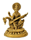 Hamsavahini Devi Saraswati Brass Statue