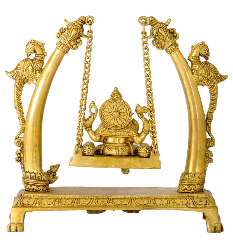 Gauri Putra Ganesha Swing on Jhula - Brass Sculpture