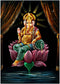 Lord Ganesha Seated on Lotus - Velvet Painting