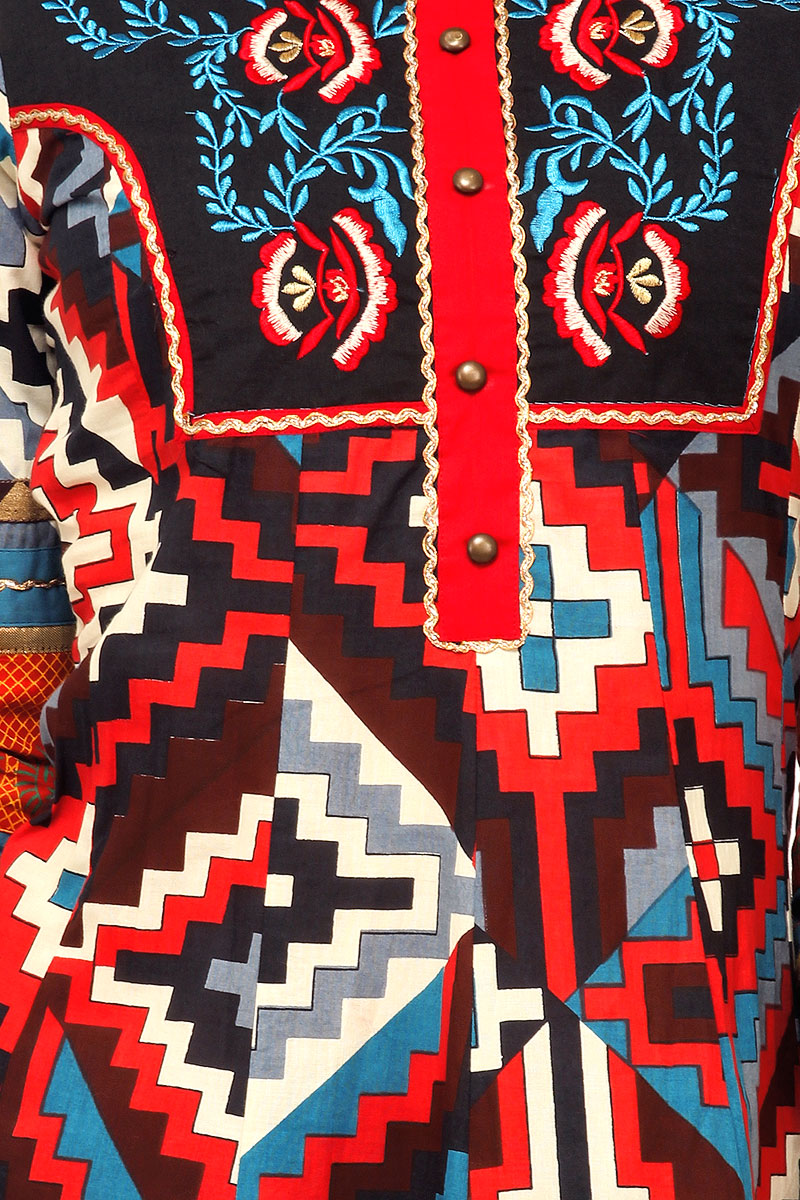 Aztec Design Embroidered Printed Kurta