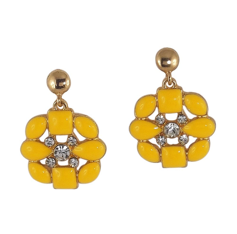Yellow Stone Studded Dangle Earring for Women
