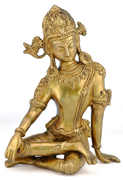 Indra Lord of  of Heaven - Brass Statuette 9.50"