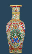 Marble Vase with Golden Leaf and Kundan Work
