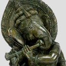 Lord Ganesh as Flute Player - Stone Sculpture