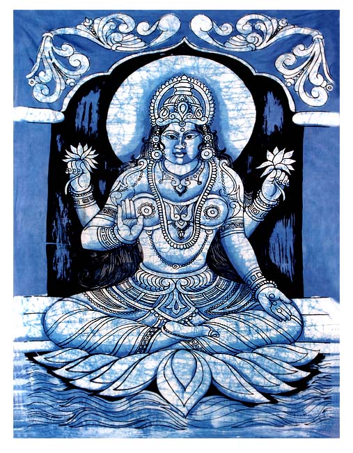 Kamalasana Goddess Laxmi - Batik Print 52"