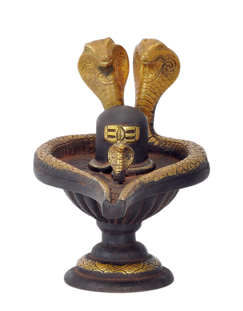 Shivalinga Protected by Divine Serpents 7.25"