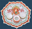 Hand Painted Marble Ganesha Pooja Thali
