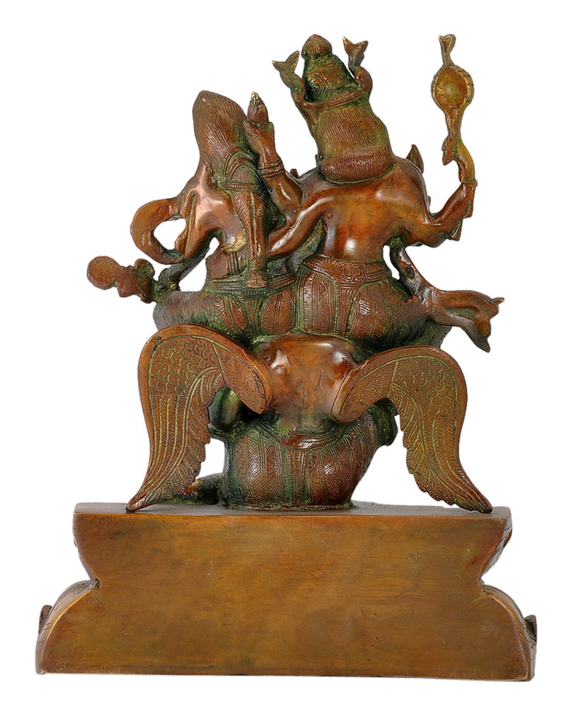 Lord Laxmi Narayan Seated on Garuda Brass Statue
