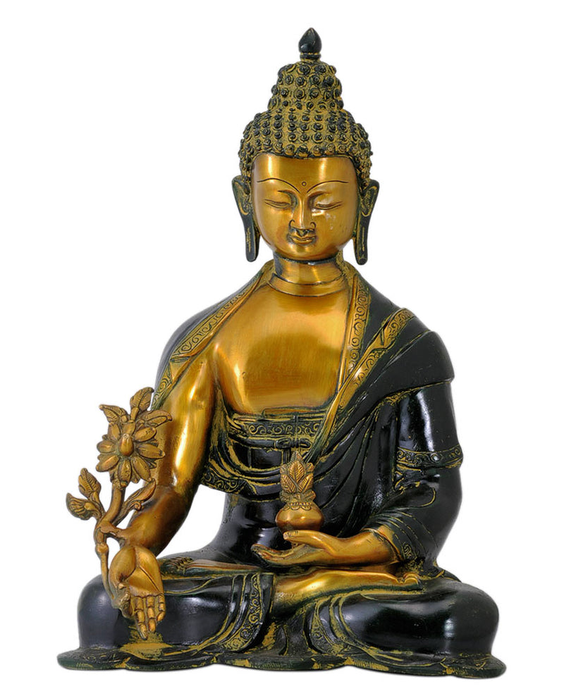 Antiquated Medicine Buddha Brass Figure 15"