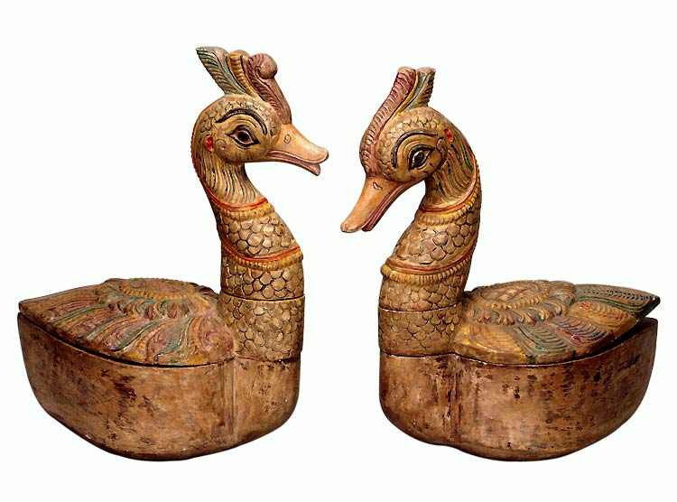 Fantasy Loving Birds - Set of 2 Duck Boxes 15"