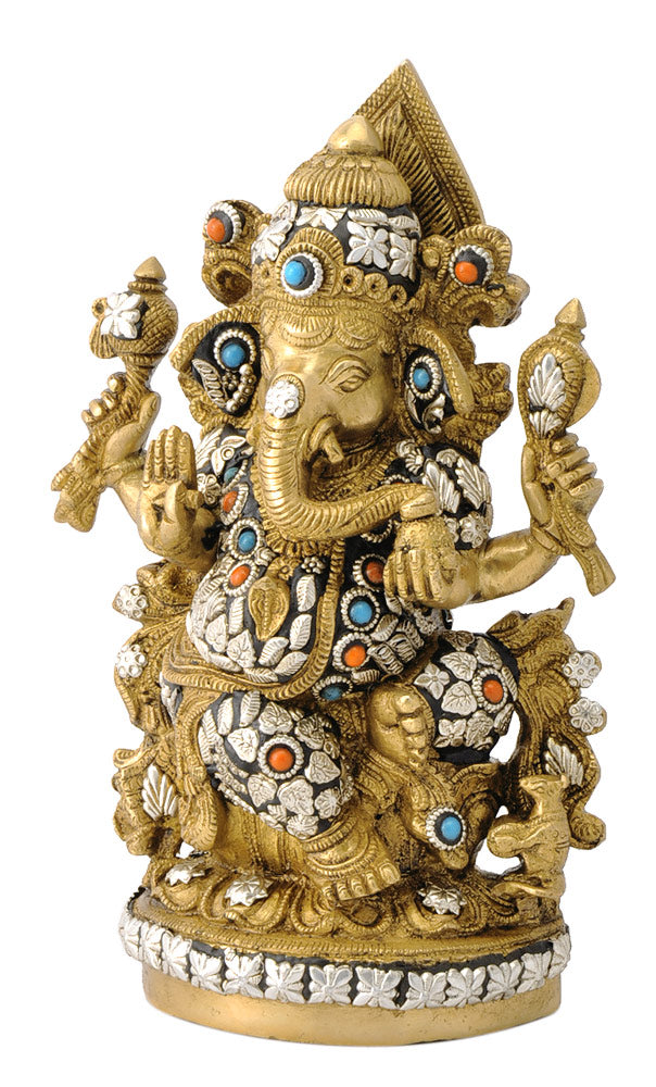 Lord Ganesha Seated on Lotus 9.50"