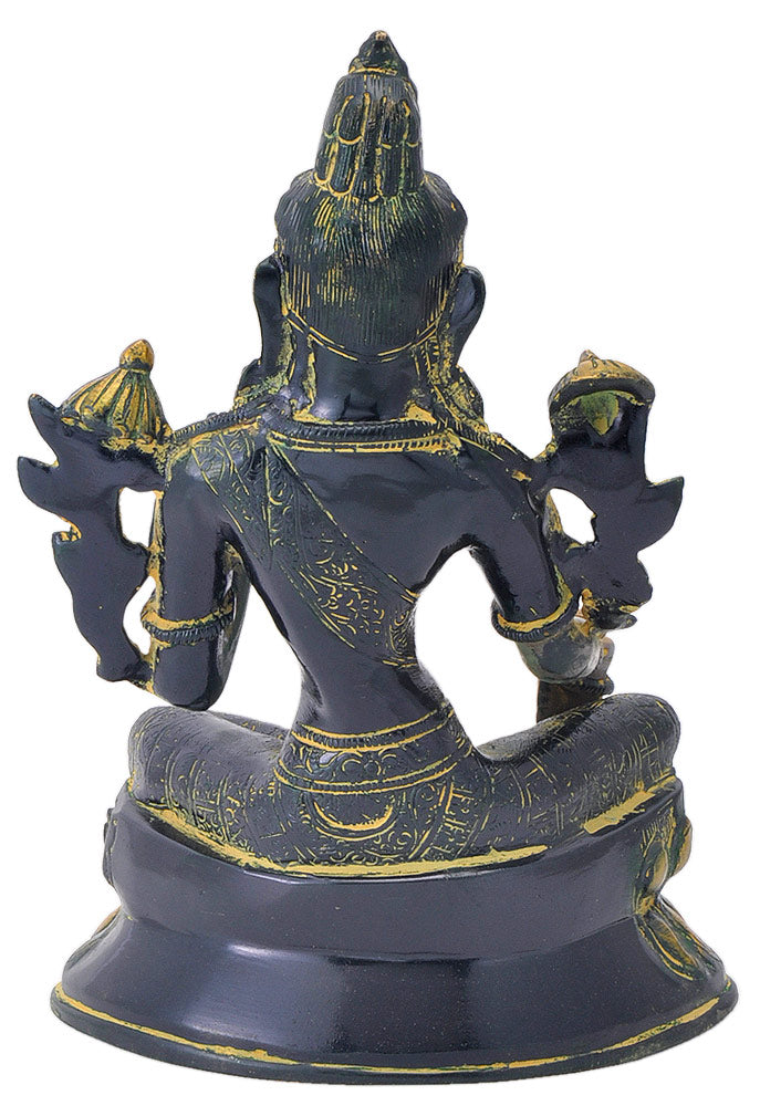 Auspicious Green Tara Antiquated Brass Statue