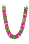 Net Ribbon Garland with Gold Roses (Dark-Pink and Green)