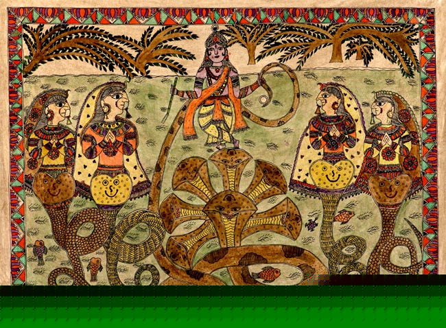 Wives Of  Snake kaaliyan Praising Krishna
