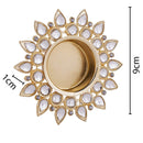 Crystal Diya with T-Light- Set of Four Gold Plates