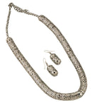 'Slver Line' Metallic Necklace with Earrings