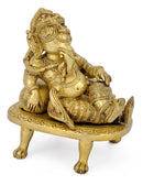 Resting Ganpati Brass Sculpture 8.50"