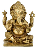 Blessing Lord Vinayaka - Brass Sculpture