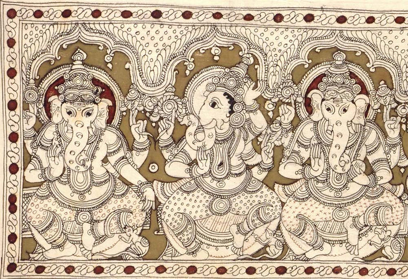 God Ganesha  In Ashta Roopa - Kalamkari Painting