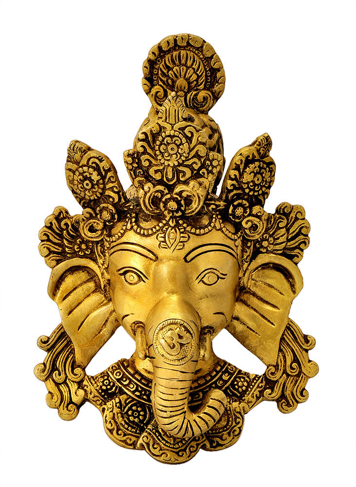 Exquisite Ganesha Wall Hanging Mask in Brass