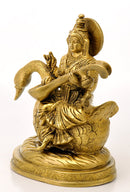 Devi Saraswati Seated on Swan 7.25"