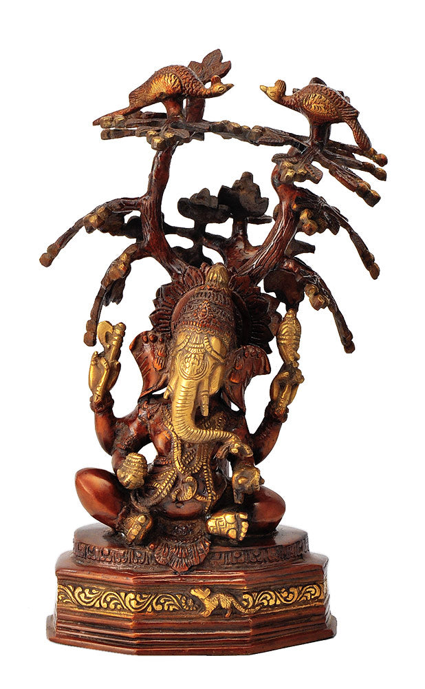 Lord Ganesha Seated Under Kadamba Tree 13.75"