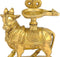 Nandi Carrying Lamp Protected by Snake Hood - Brass Sculpture