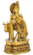 Fluting Krishna - Brass Sculpture