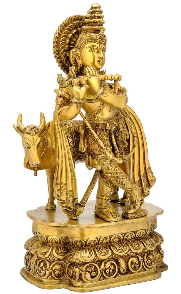 Fluting Krishna - Brass Sculpture