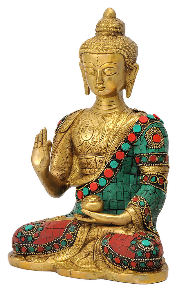 Medicine Buddha Brass Sculpture 10.50"