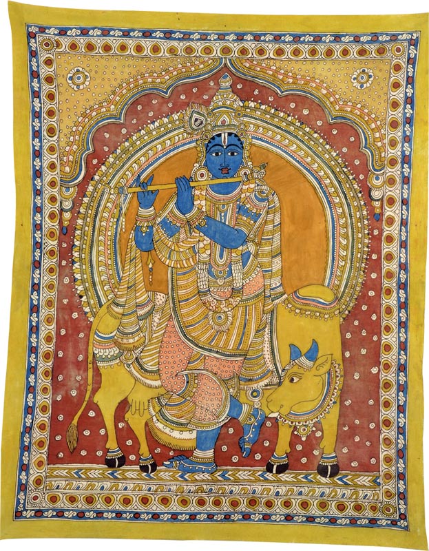 Lord Gopala with Cow - Kalamkari Painting