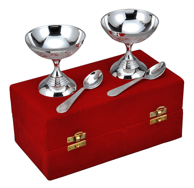 Silver Plated Ice Cream Bowl Cup Set