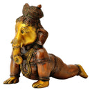 Crawling Baby Ganesha Rare Form Brass Sculpture