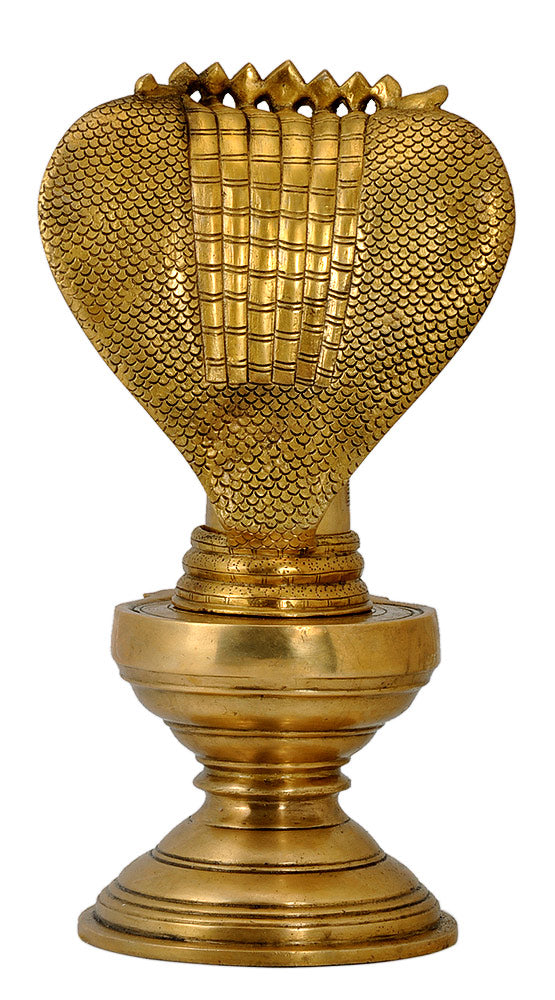 Brass Shiva Lingam with Seven Headed Serpent