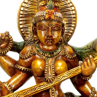 Goddess of "Art & Learning" Wood Statue
