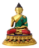 Blessing Buddha Brass Sculpture with Mosaic Work