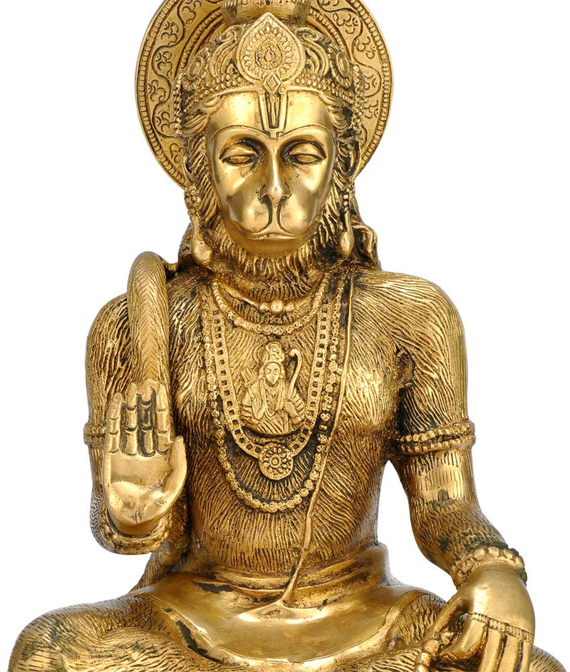 Symbol of Purity and Strength 'Lord Hanuman'  - Brass Statue 14"
