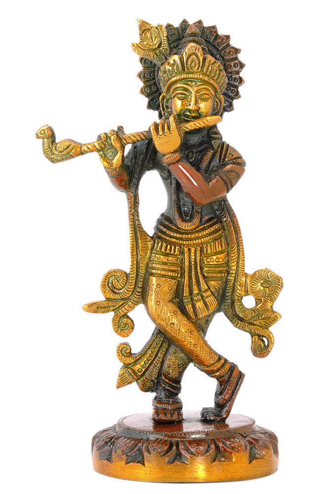 Shri Krishna Flute Player - Brass Statue