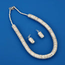 'Slver Line' Metallic Necklace with Earrings