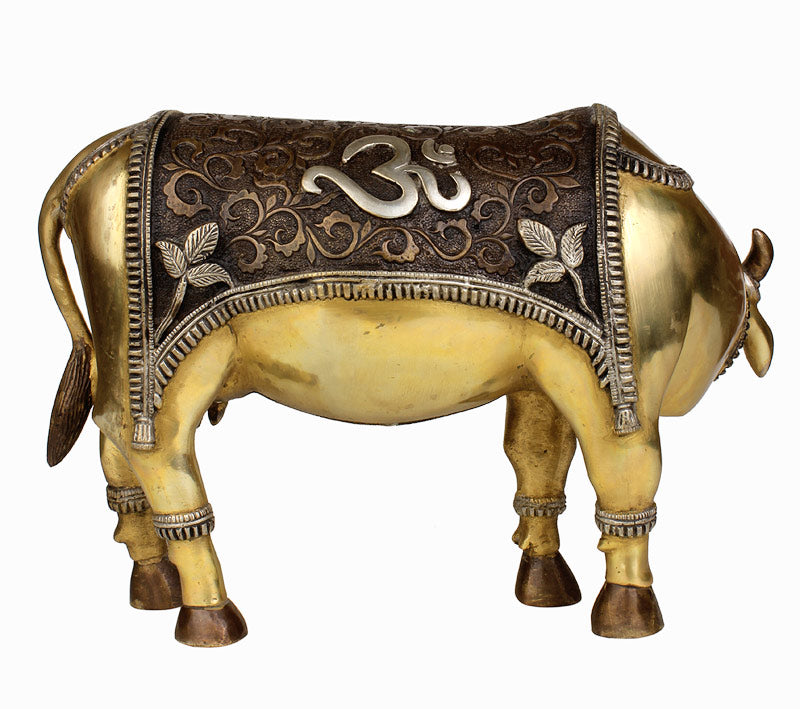 Brass Cow with Om inscription