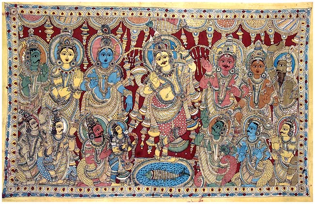 Arjuna at Draupadi's Swayamvar - Kalamkari Painting